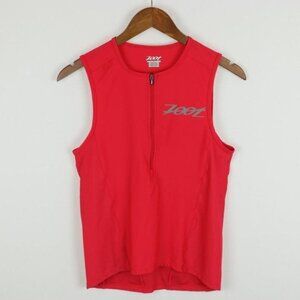 Zoot Men's Small Red 1/2 Zip Crewneck Active Triathlon Mesh Tank Top